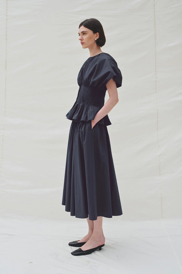 Piquenique Pintuck Shirt-Navy