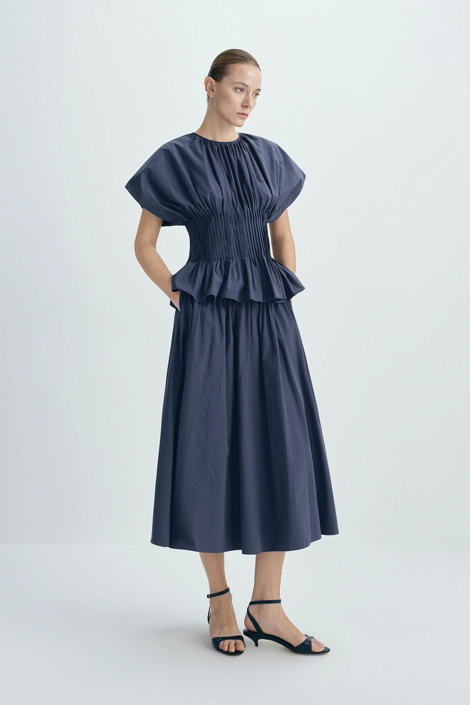 Piquenique Pintuck Shirt-Navy