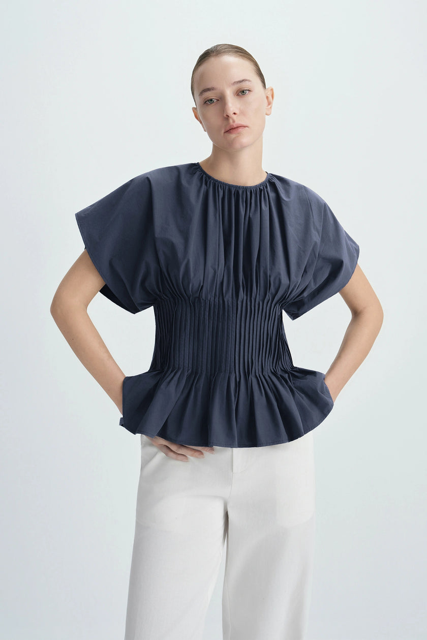 Piquenique Pintuck Shirt-Navy