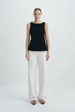 Carré High Square Neck Top-Black