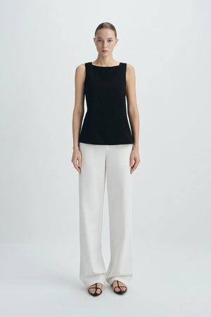 Carré High Square Neck Top-Black
