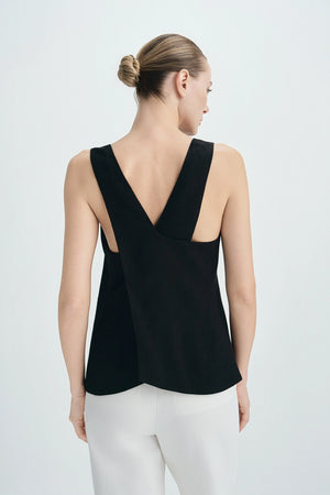 Carré High Square Neck Top-Black
