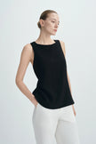 Carré High Square Neck Top-Black