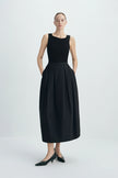 Carré High Square Neck Top-Black