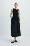 Carré High Square Neck Top-Black