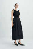 Carré High Square Neck Top-Black