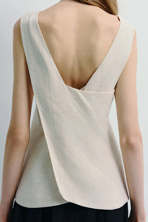 Carré High Square Neck Top Oat