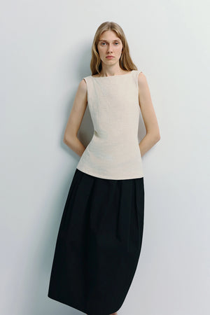 Carré High Square Neck Top Oat