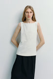 Carré High Square Neck Top White