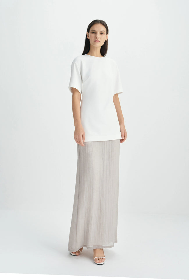 Onda Slit Back Maxi Skirt-Lt Gray