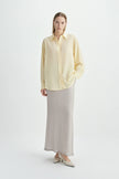 Onda Slit Back Maxi Skirt-Lt Gray