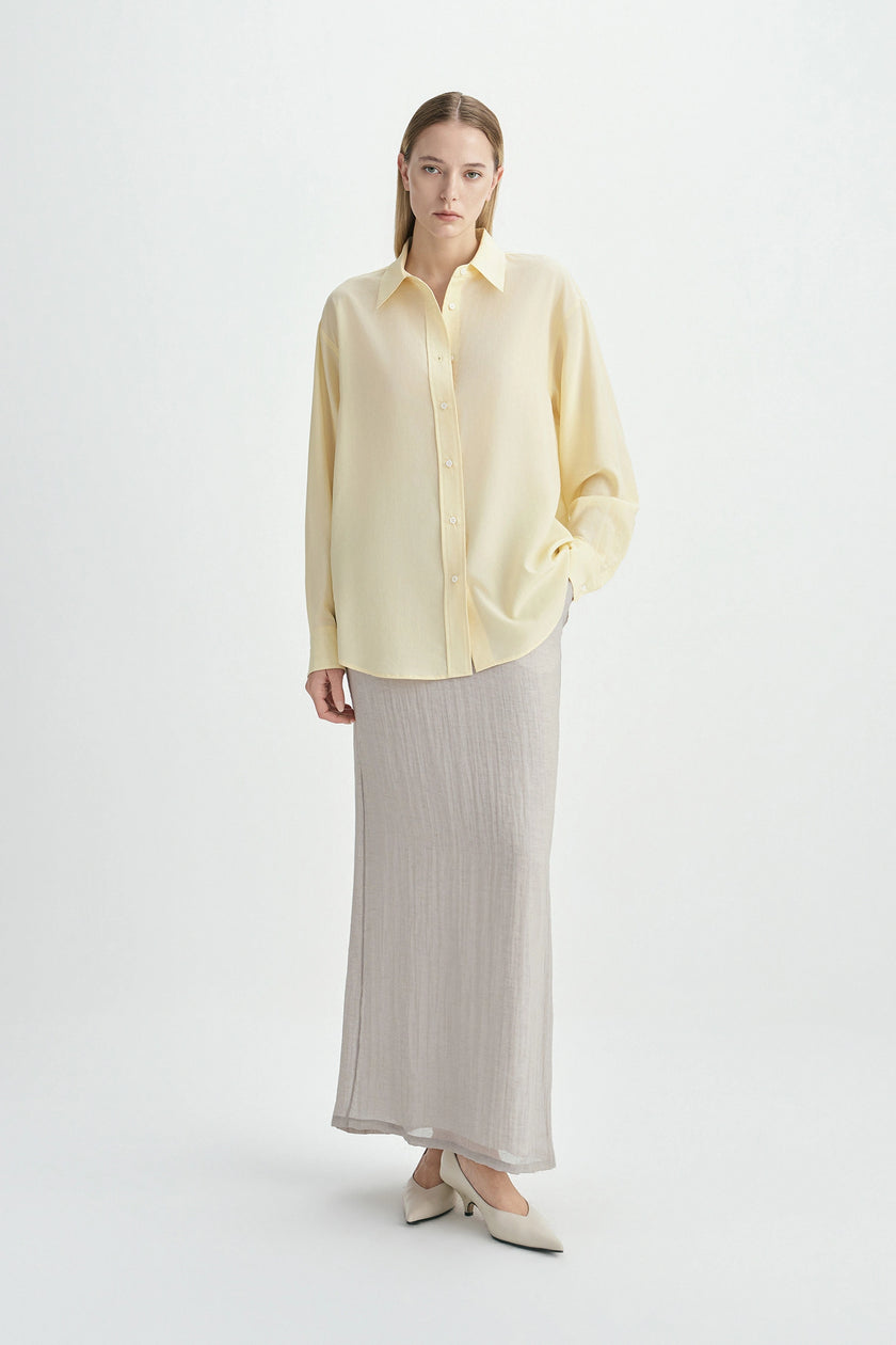 Onda Slit Back Maxi Skirt-Lt Gray