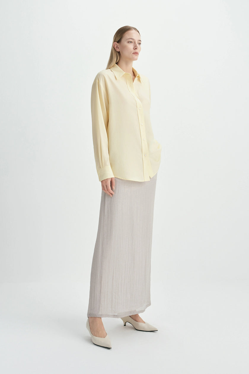 Onda Slit Back Maxi Skirt-Lt Gray