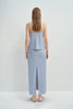 Aela Deep Slit Back Maxi Skirt Chambray