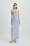 Aela Deep Slit Back Maxi Skirt Chambray