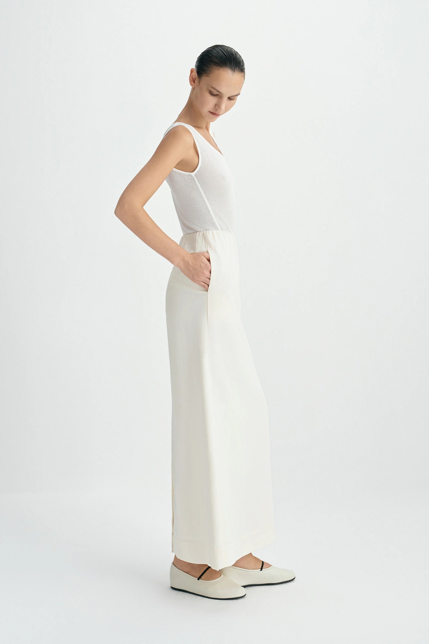Coria Slit Back Maxi Skirt Egret