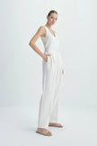 Ventura Pleat Front Drawstring Pant White