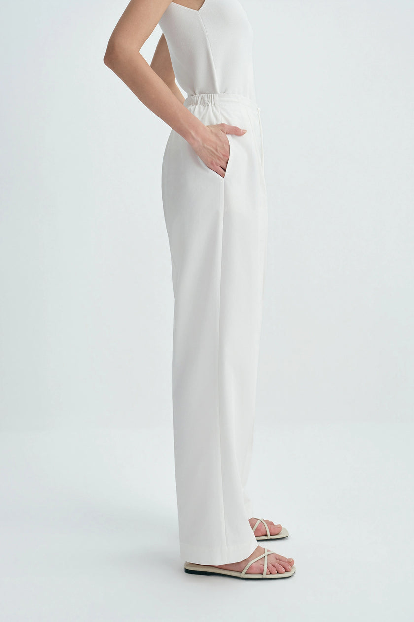 Ventura Pleat Front Drawstring Pant White