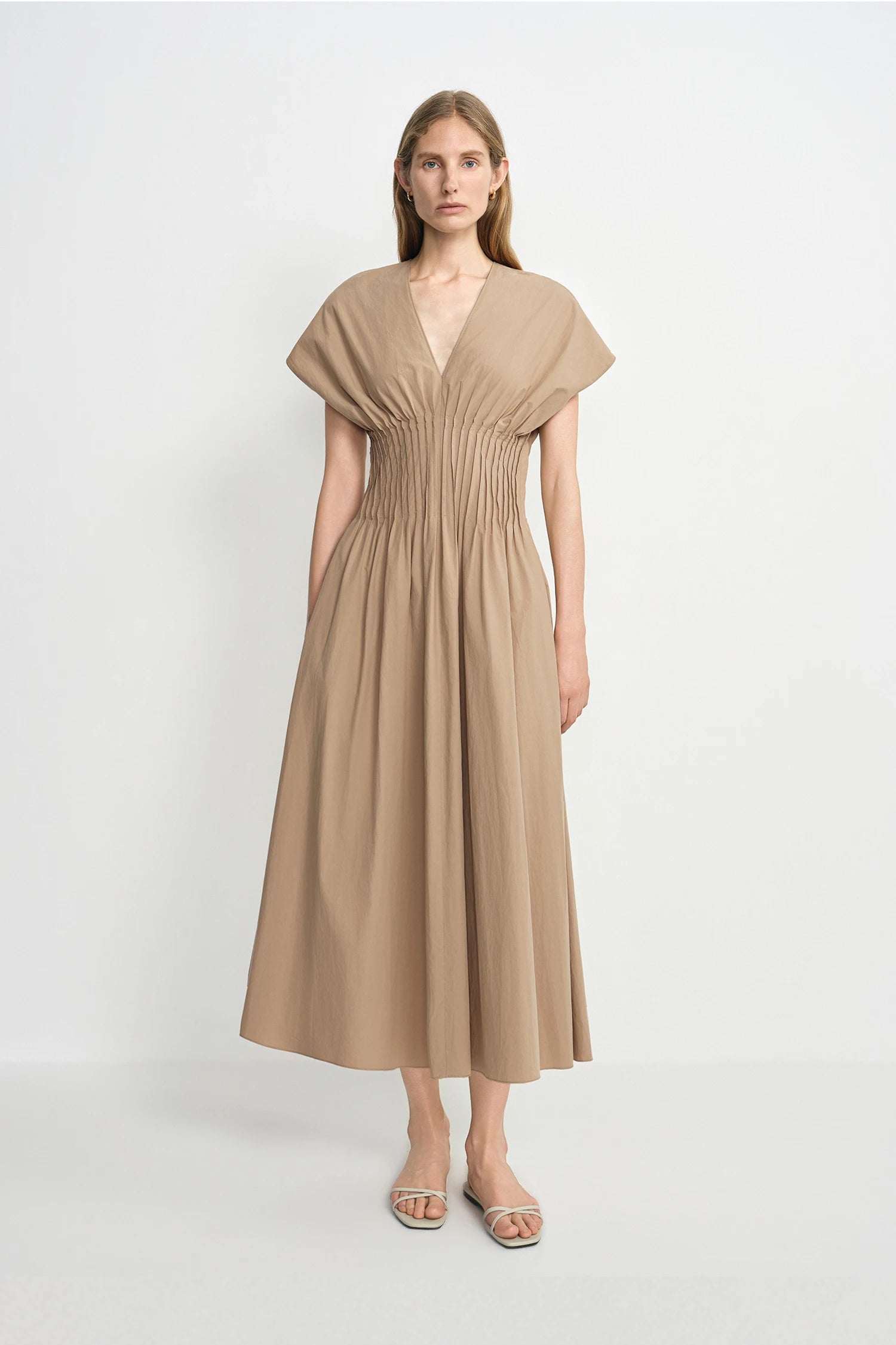 Piquenique Pintuck V-Neck Dress