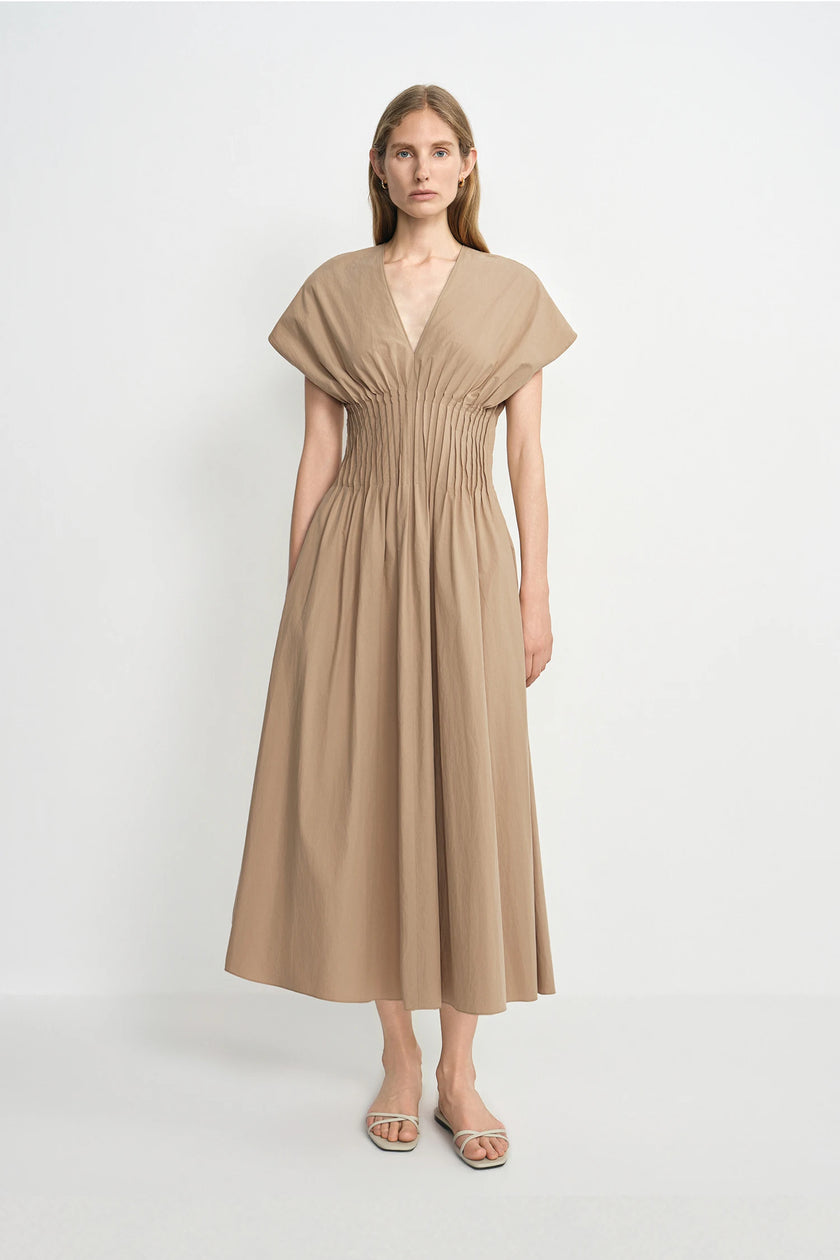 Piquenique Pintuck V-Neck Dress