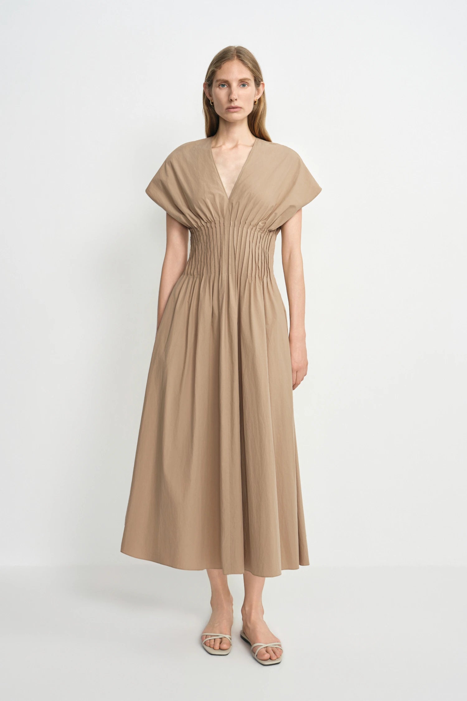 Piquenique Pintuck V-Neck Dress