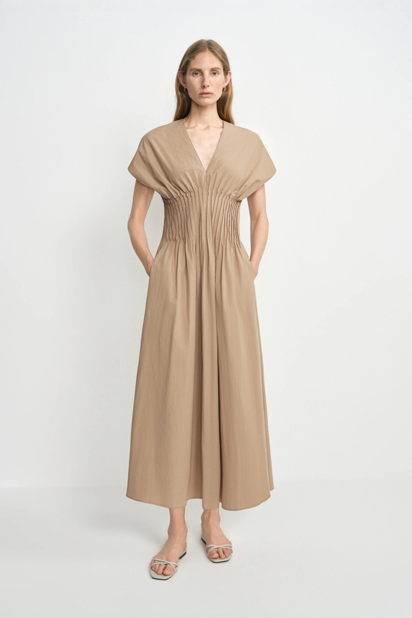 Piquenique Pintuck V-Neck Dress