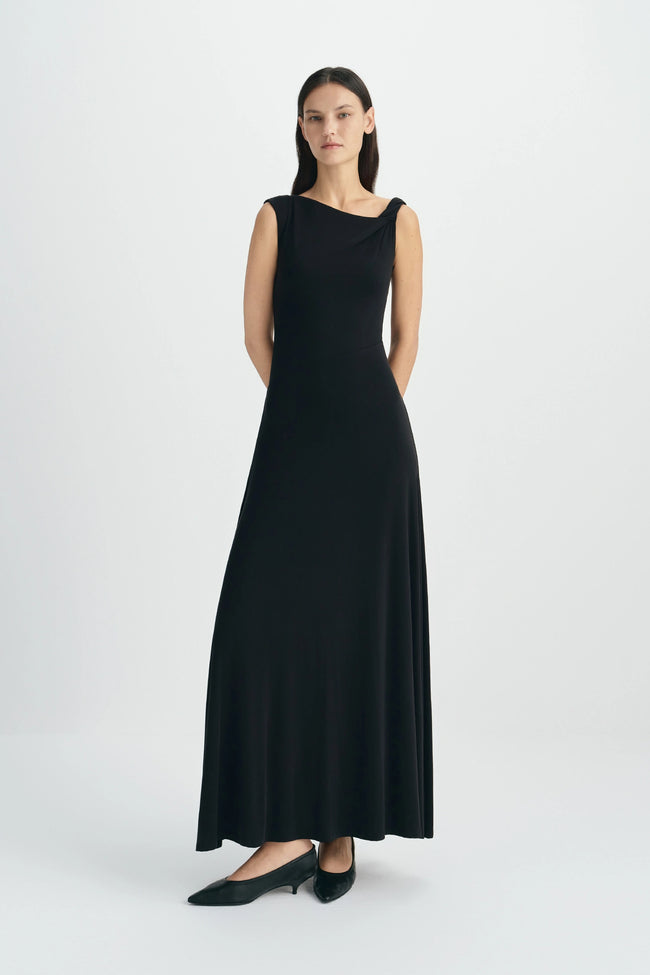 Isola Twist Strap Maxi Dress-Black