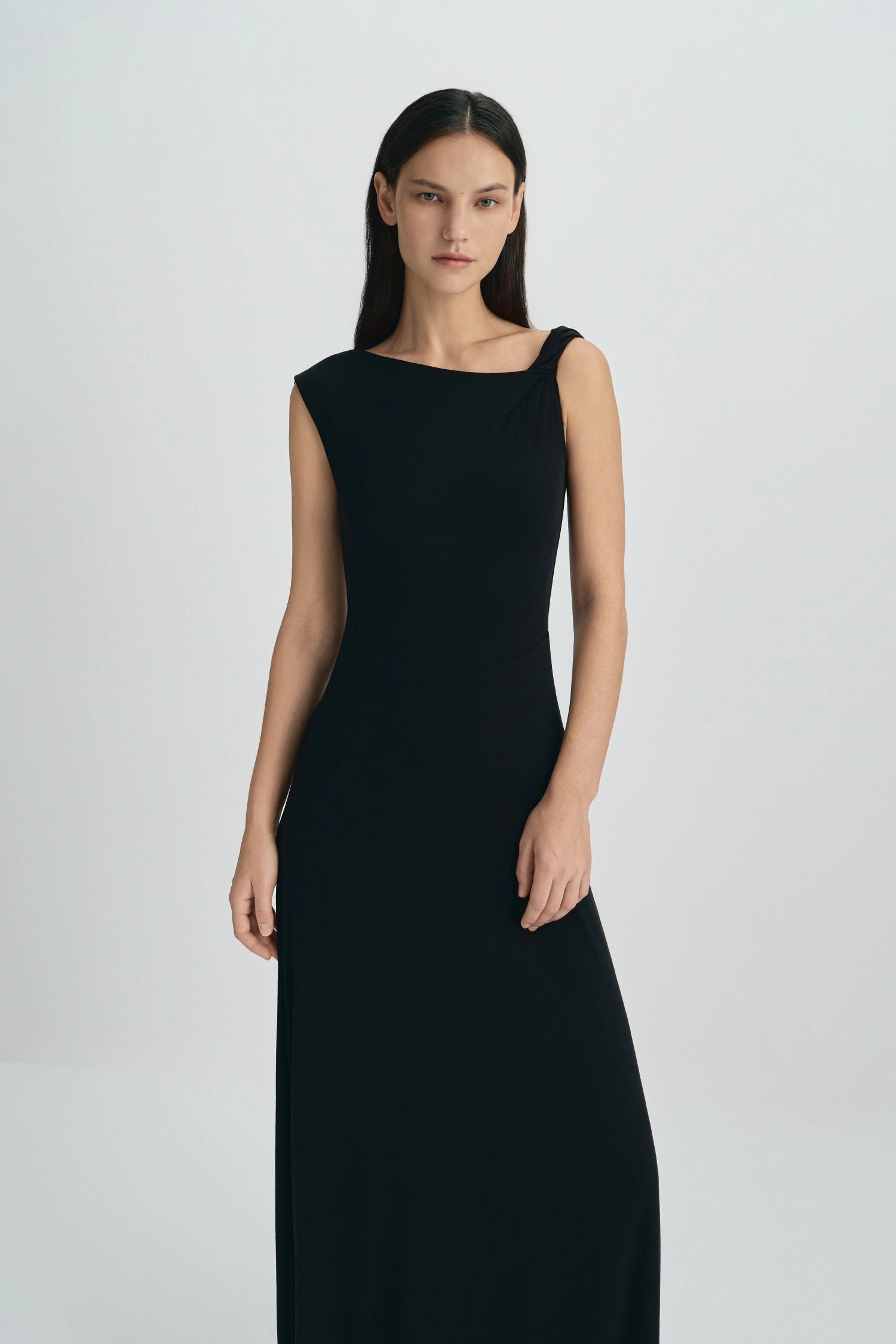 Isola Twist Strap Maxi Dress-Black