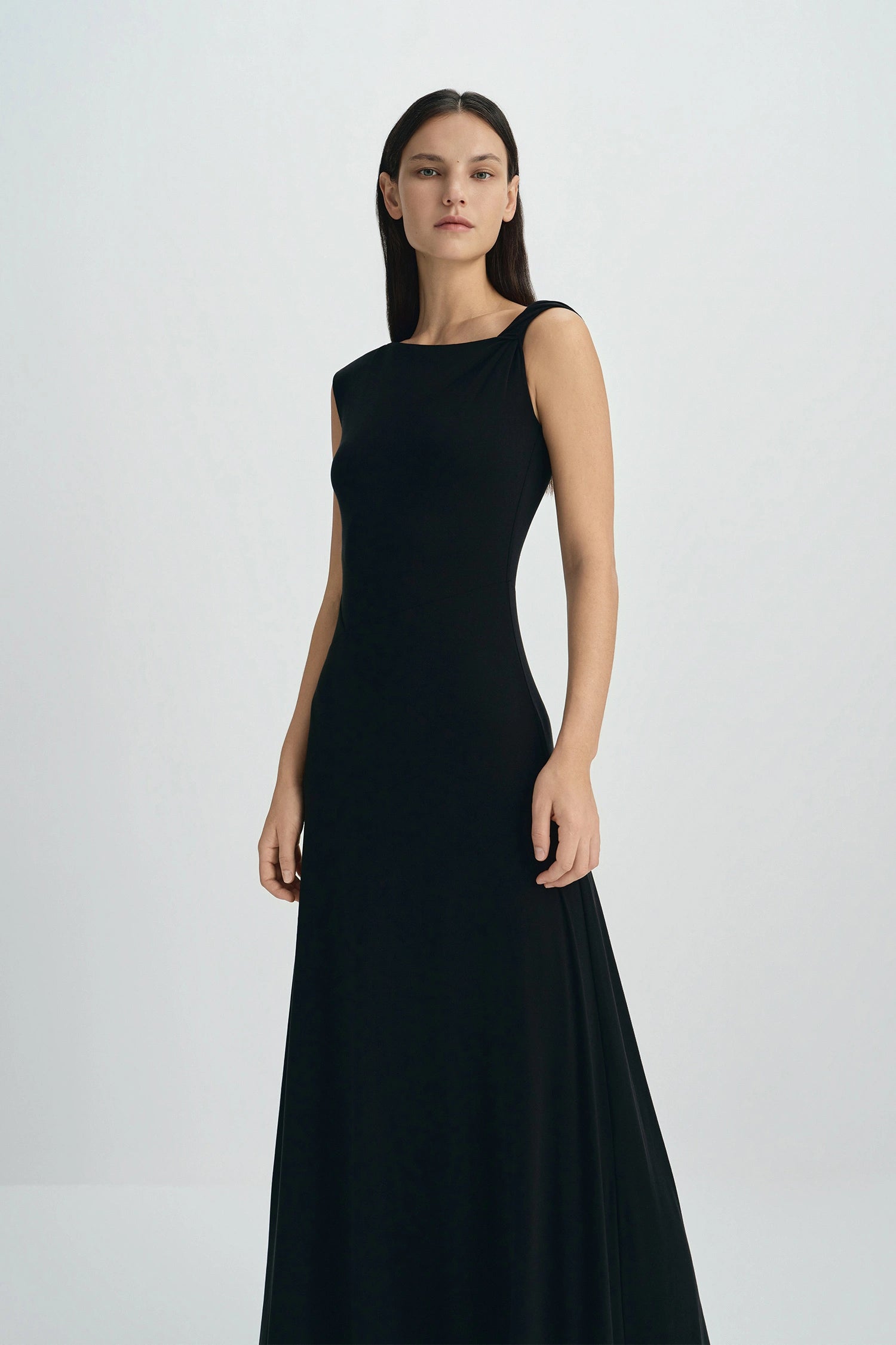 Isola Twist Strap Maxi Dress-Black