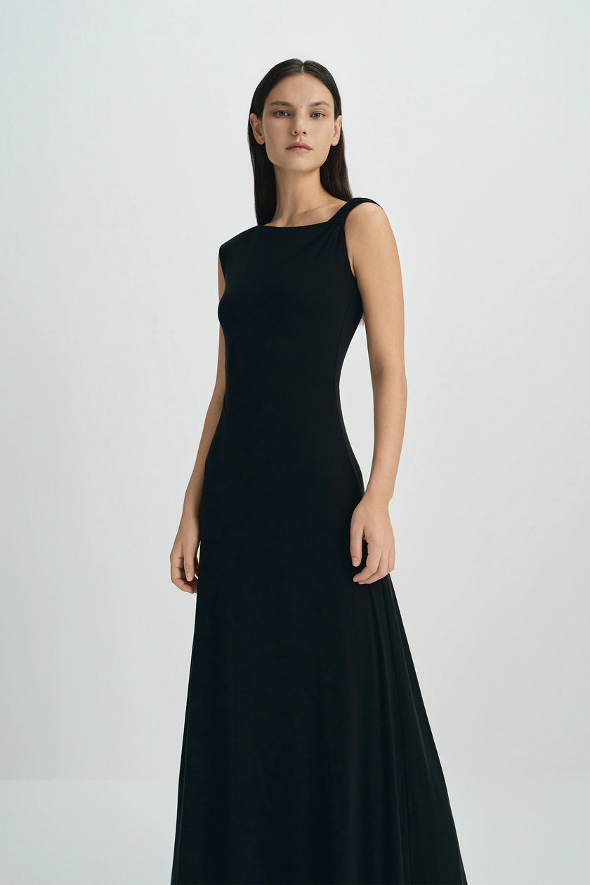 Isola Twist Strap Maxi Dress-Black