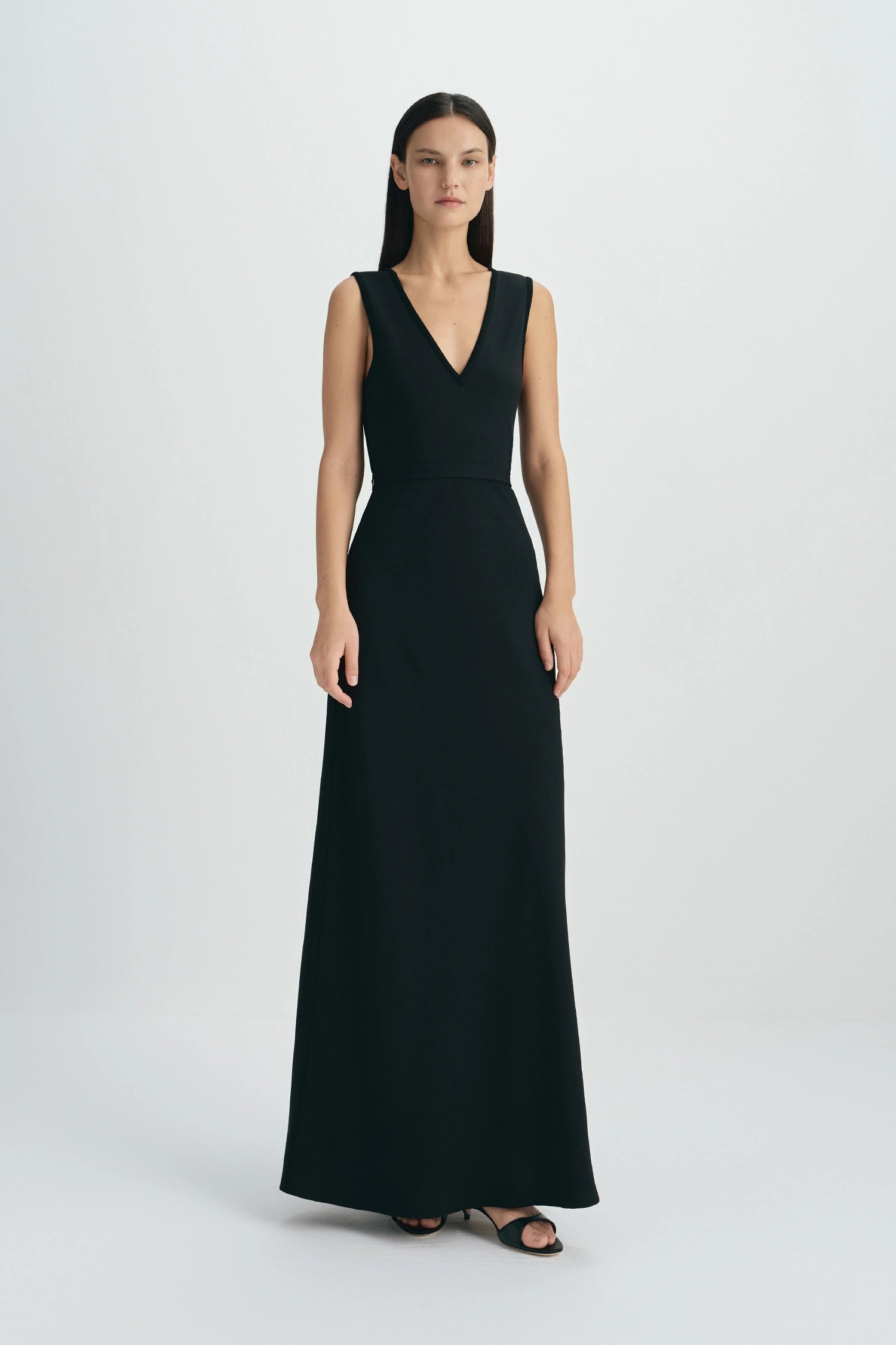 Azure Knit Tie Back Maxi Dress-Black