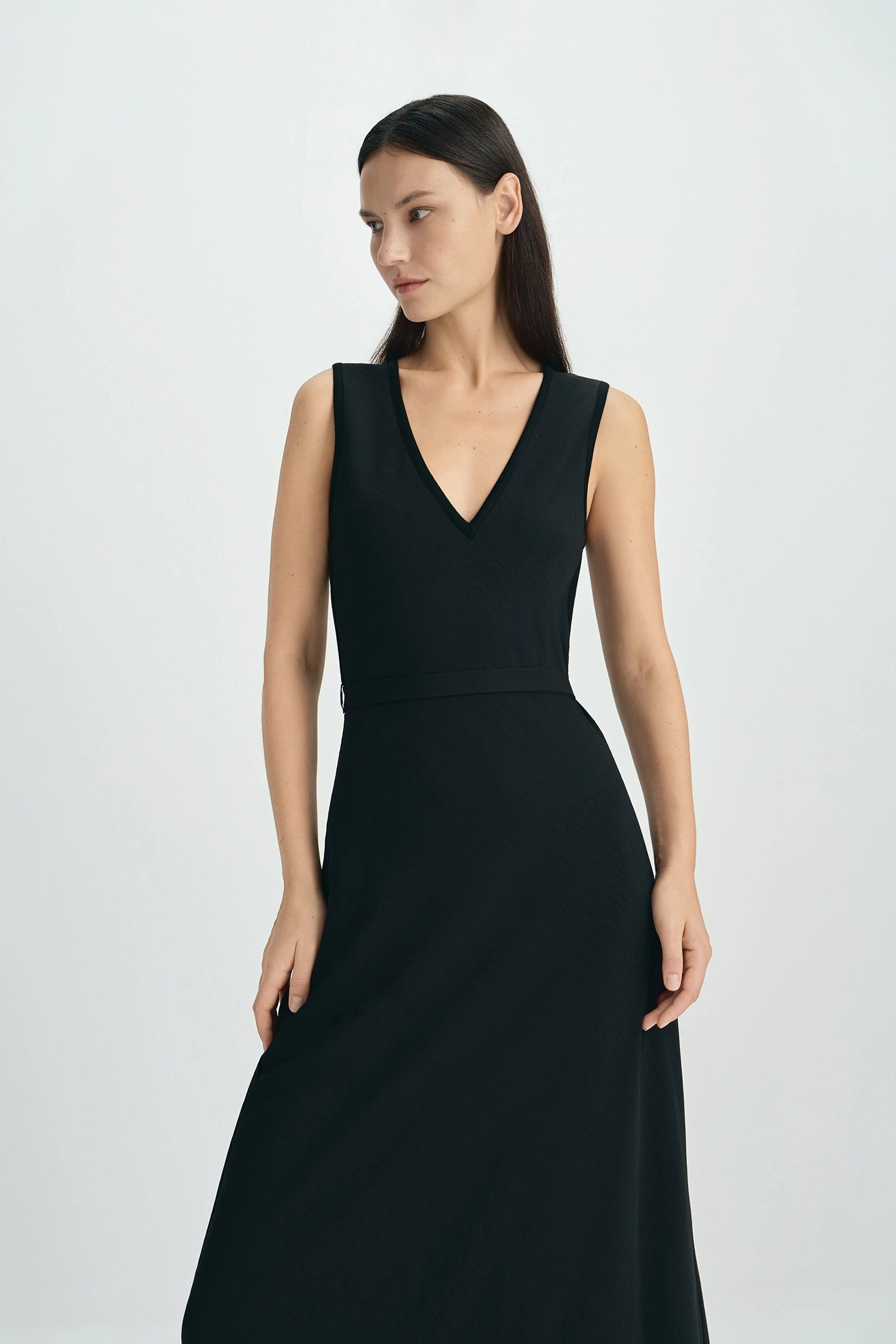 Azure Knit Tie Back Maxi Dress-Black