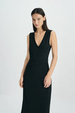 Azure Knit Tie Back Maxi Dress-Black