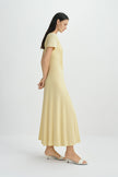 Solenne Shirred Detail Midi Dress-Straw