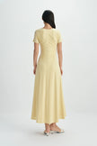 Solenne Shirred Detail Midi Dress-Straw
