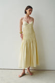 Fleursonne Pintucked Midi Dress-Italian Straw