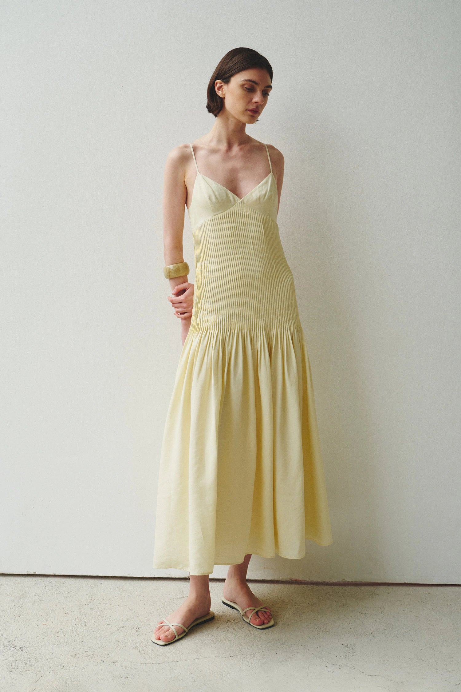 pintucked midi dress Rue Sophie Fleursonne in Yellow Size:24-26 THIN STRAPS iThinksew - Patterns and elevated feel