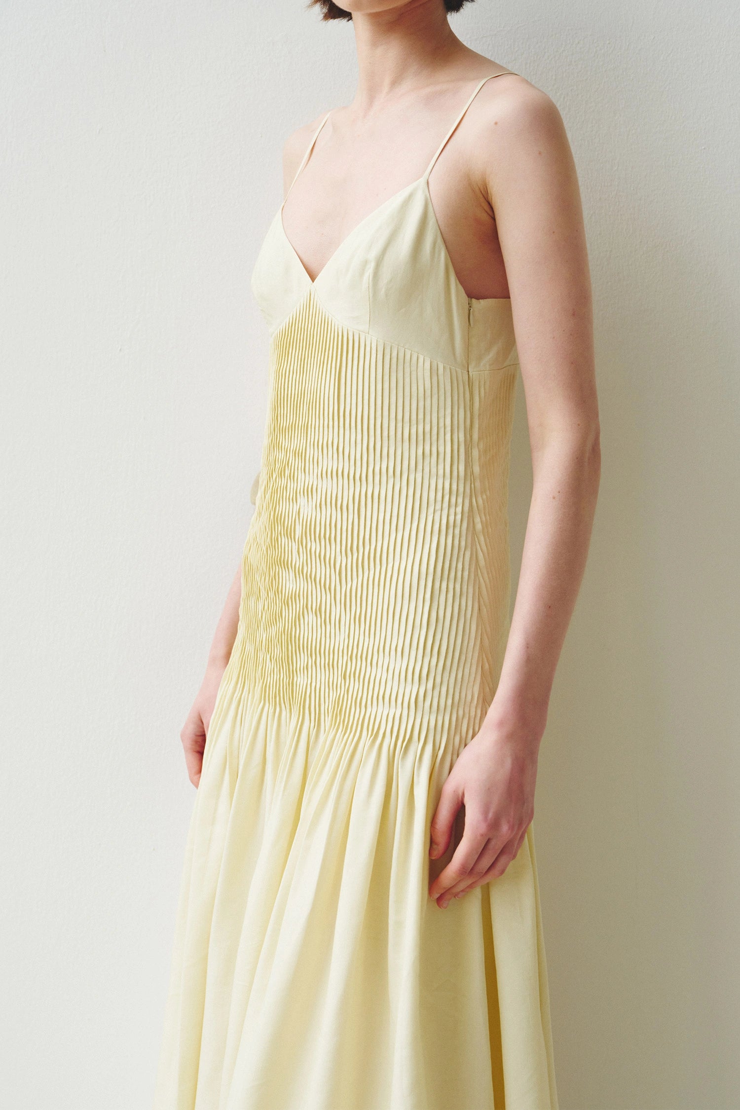Fleursonne Pintucked Midi Dress-Italian Straw