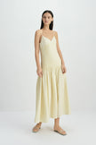 Fleursonne Pintucked Midi Dress-Italian Straw