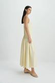 Fleursonne Pintucked Midi Dress-Italian Straw