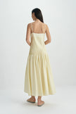Fleursonne Pintucked Midi Dress-Italian Straw
