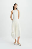 Oréa Draped Skirt Halter Dress Egret