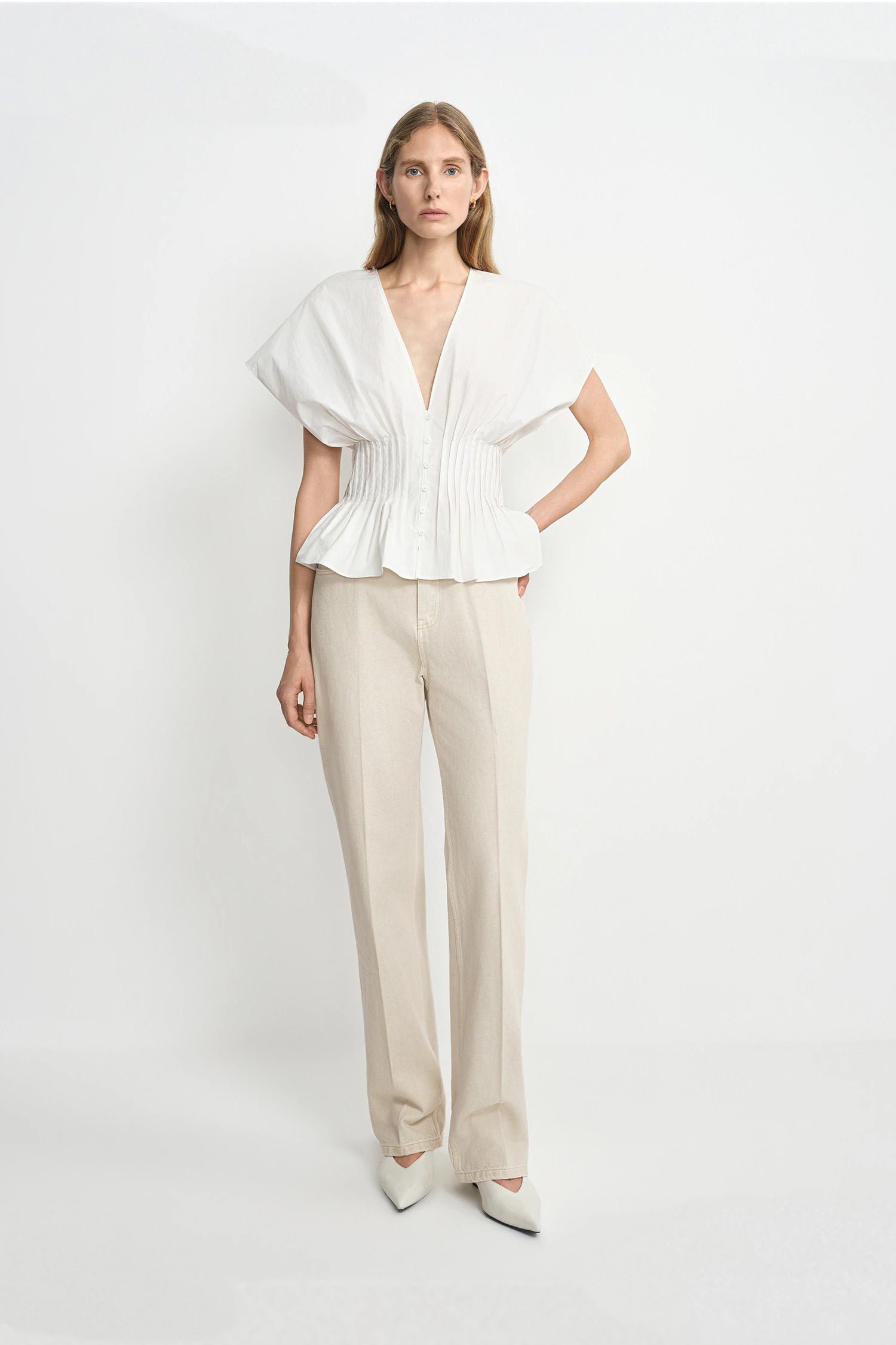 Piquenique Pintuck V-Neck Shirt