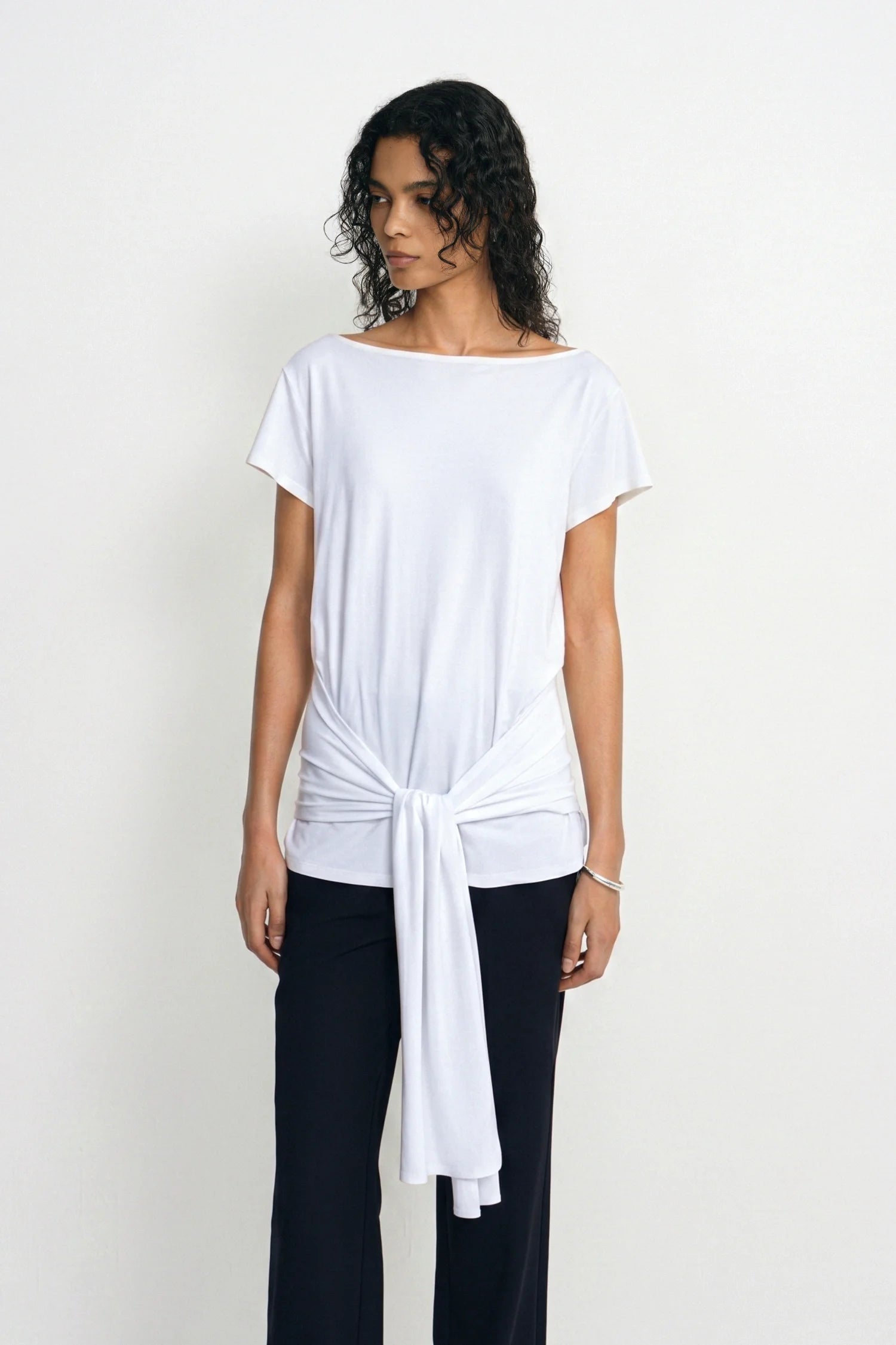 Ciela Draped Tie-Waist Knit Top