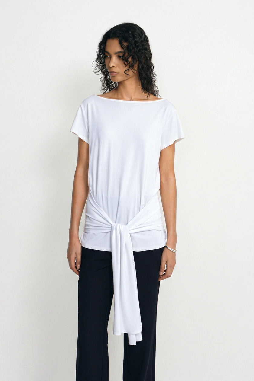 Ciela Draped Tie-Waist Knit Top