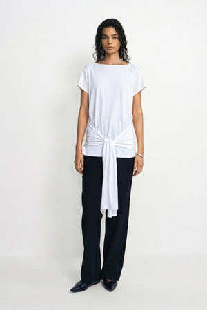 Ciela Draped Tie-Waist Knit Top
