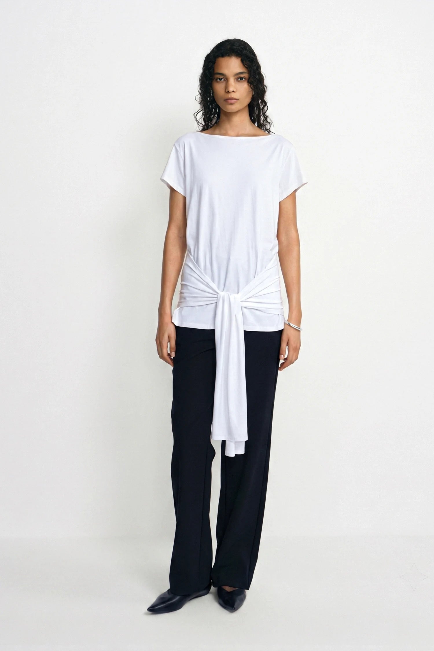 Ciela Draped Tie-Waist Knit Top