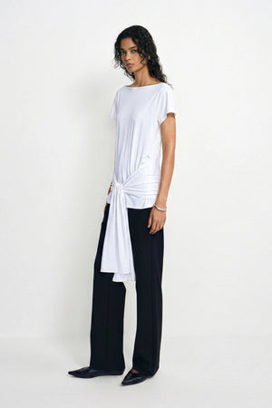 Ciela Draped Tie-Waist Knit Top
