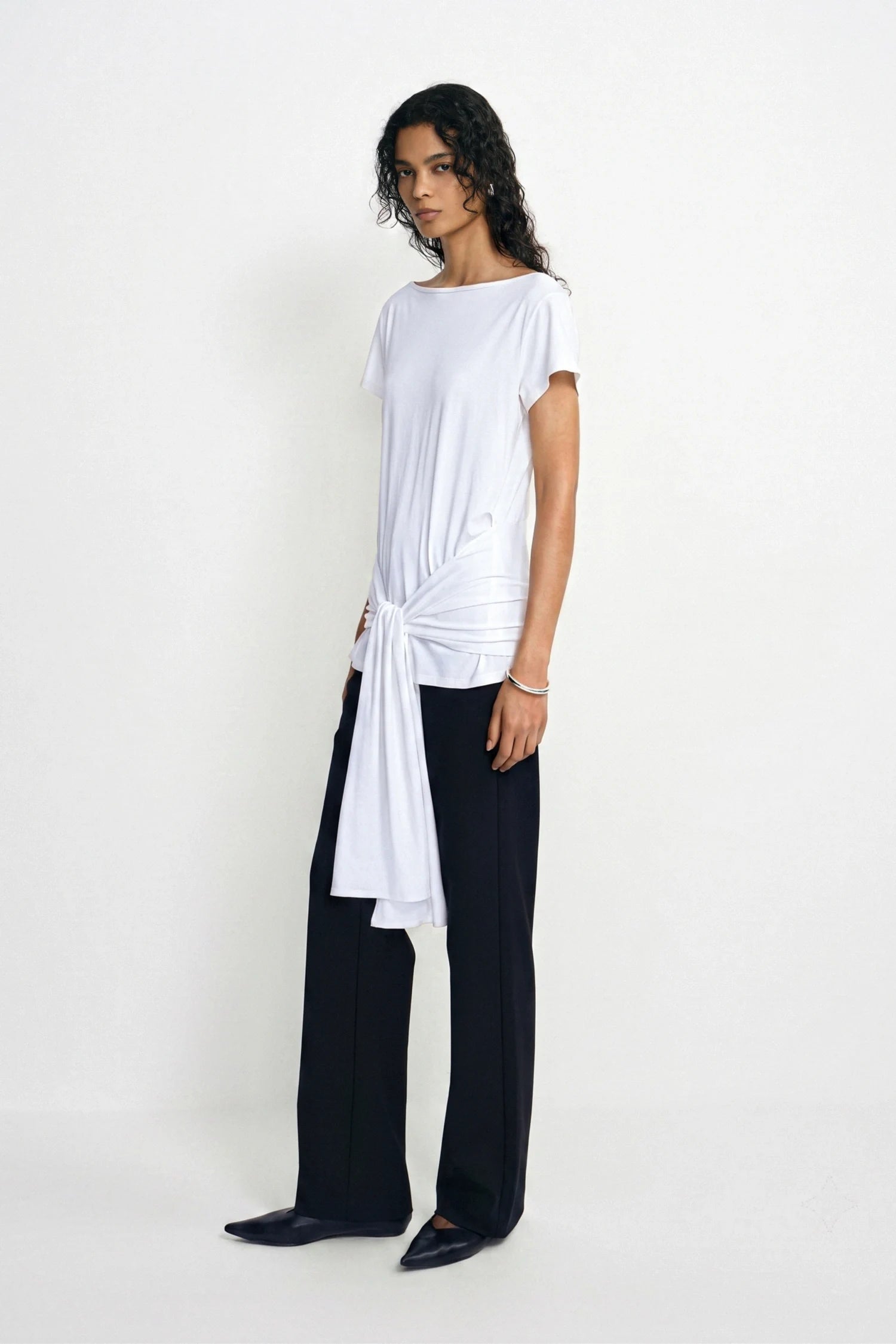 Ciela Draped Tie-Waist Knit Top
