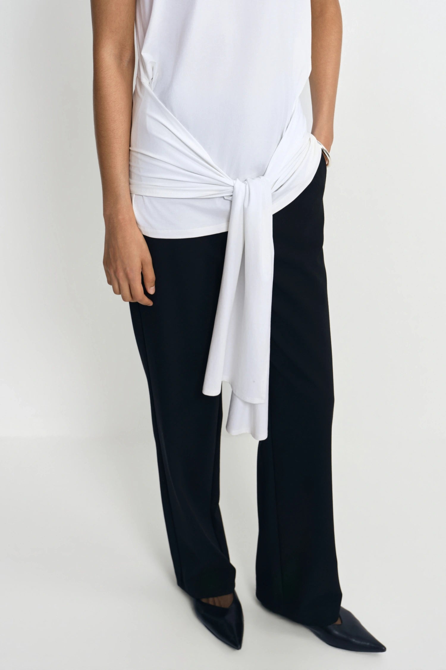 Ciela Draped Tie-Waist Knit Top